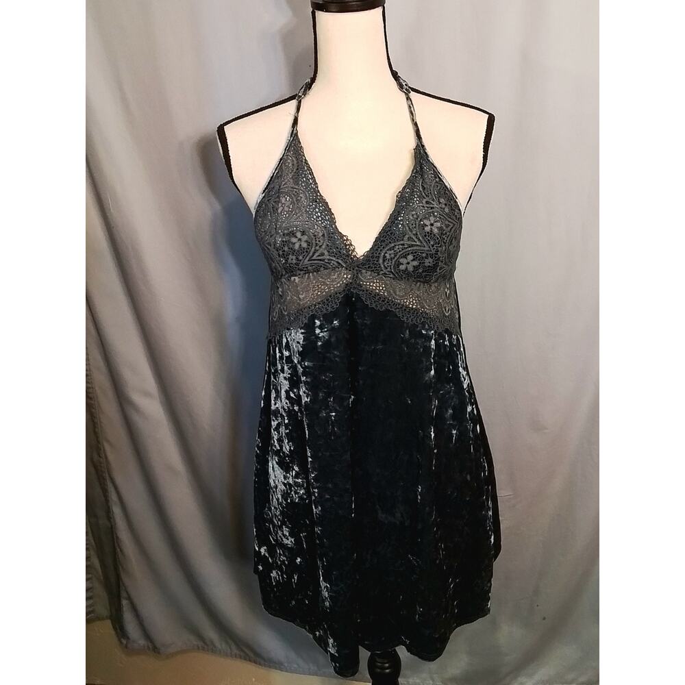 Timing; slate blue mini dress